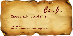 Csesznik Jolán névjegykártya
